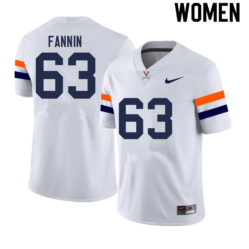 Women #63 Tyler Fannin Virginia Cavaliers College Football Jerseys Sale-White